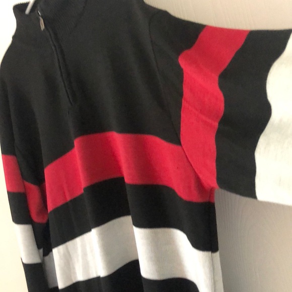 Men’s fall Red ape big & tall striped half zip sweater - Picture 5 of 11